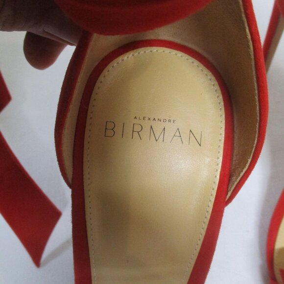 ALEXANDRE BIRMAN red suede open toe tie ankle strap high stiletto heel shoes - Picture 4 of 7